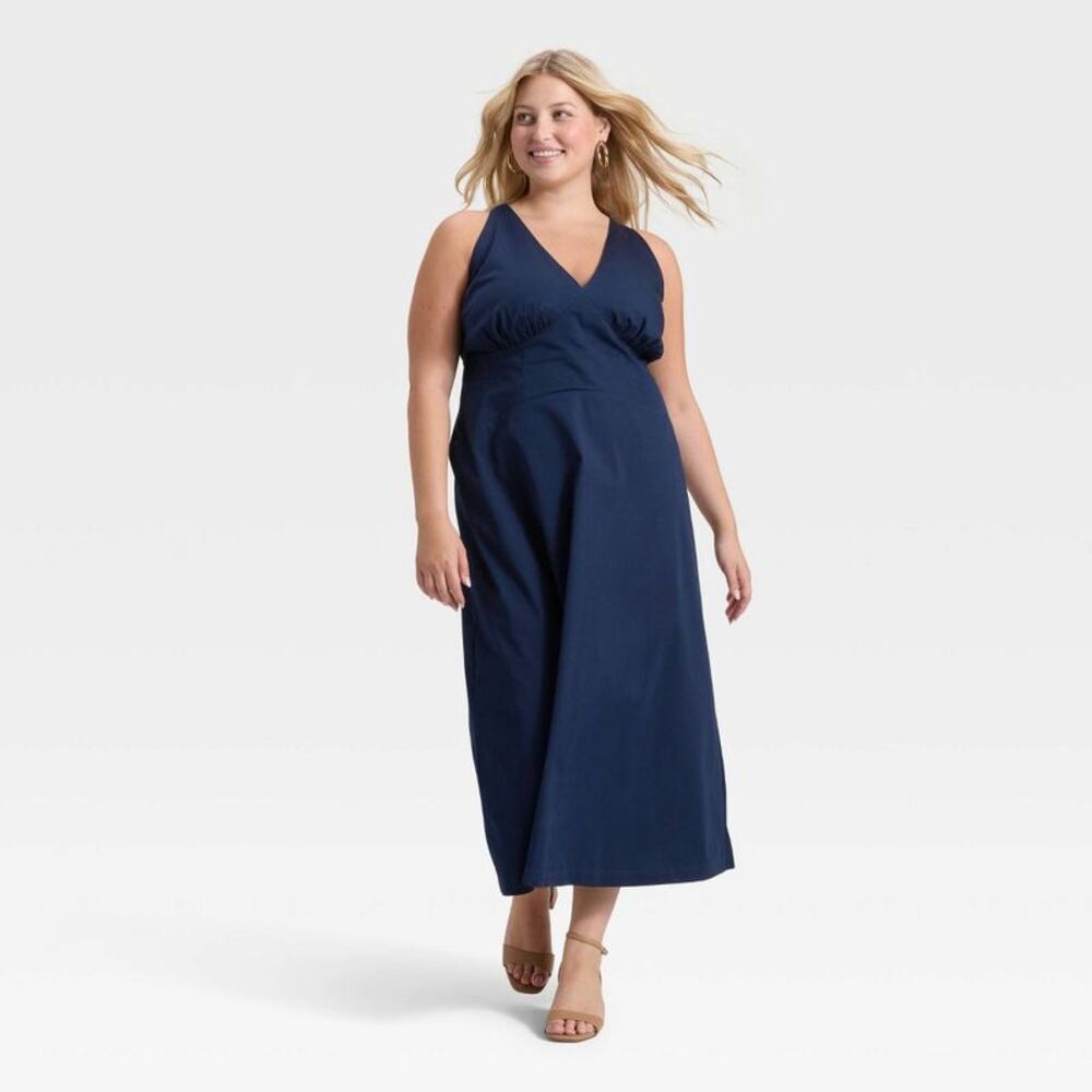 Women's Open Back Maxi Dress - A New Day Navy XXL